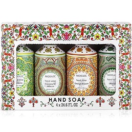 Juego de jabón líquido para manos o lavado de manos, ideal para baño y jabón de manos de cocina, aceite de oliva, coco e hibisco + Gardenia + flor de naranja, 4 botellas de jabón líquido de 25 onzas líquidas