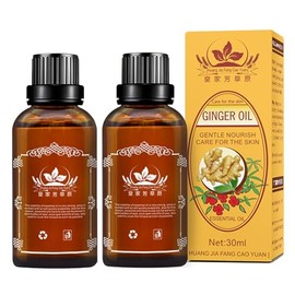 2 piezas de aceite de jengibre, aceite de masaje de jengibre para drenaje linfático, gotas de drenaje linfático, aceite de jengibre natural para la piel (1.08 fl oz/botella)