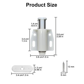 LICQIC 2 PCS Push Release Door Catch, Magnetic Door Catch Push Open, Plastic Soft Close Strong Spring for Cabinet Cupboard Wardrobe Kitchen Bathroom (White)
