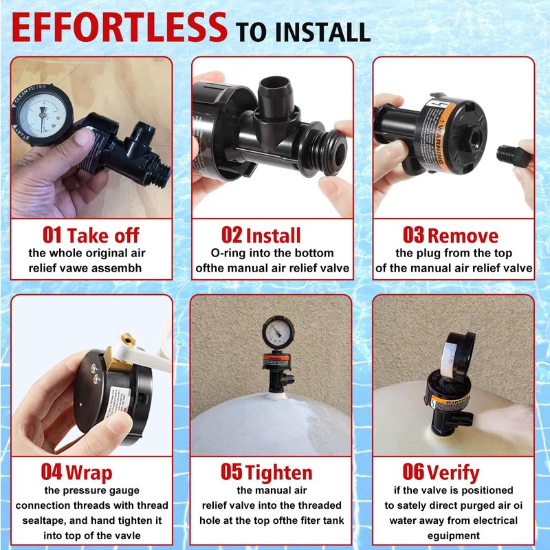 98209800 Manual Air Relief Valve Assembly with Pool Filter Pressure