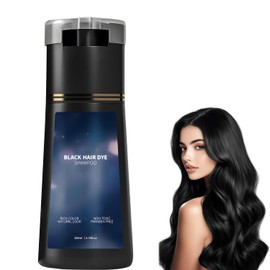 Hair Dye Shampoo, Instant Gray Coverage & Natural Color for Women/Men, Long-Lasting & Gentle Formula (Black)