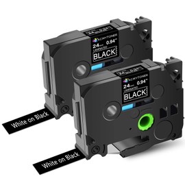 KCMYTONER 2 Pack Compatible for Brother TZe-355 TZe355 TZ355 TZ-355 Laminated Ptouch Label Tape 24mm 0.94 Inch White on Black Tape for PT-E550W PT-E550WVP PT-H500LI PT-P700 Label Maker