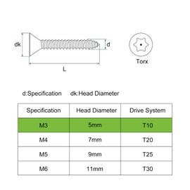 sourcing map Flat Countersunk Head Torx Screws, 60Pcs M3 x 30mm 304 Stainless Steel Tamper Proof Sheet Metal Screws with Bit T10, Self-Tapping Anti-Theft for Wood, Mechanical Industry (Silver)