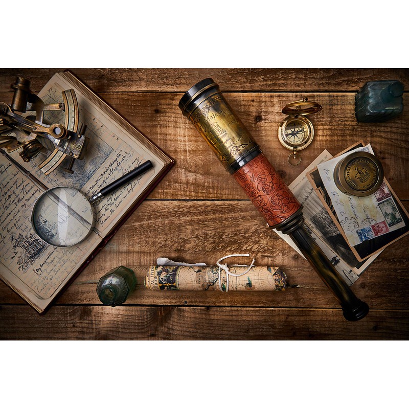 Handcrafted Telescope | Half Leather Carving | 20 Inches |