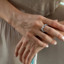 Silver Heart Ring Sterling Silver Open Heart Ring for Women Adjustable Unique Statement Thumb Ring