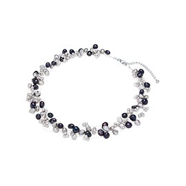 Valero Pearls Sterling Silver 925 rhodium-plated Ladies Necklace with Freshwater cultured Pearls silver Grey light Grey Blue-violet 60200101
