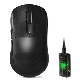 ATTACK SHARK V5 Wireless Gaming Mouse with 42000 DPI -PAW3950 MAX Sensor -55g Ultra-Lightweight-Nordic 52840 MCU,Wired/BT/2.4GHz Wirelss Programmable Mouse for PC/Mac (Black Sticker)
