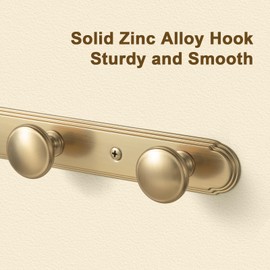 Goo-Ki 1 Pack Champagne Bronze Coat Rack Wall Mount Heavy Duty, Towel Rack Zinc Alloy Coat Hooks Wall Mounted for Bag Hat Clothes Scarf