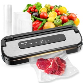 Vacuum Sealer Machine,Food Sealer Dry & Moist Food Modes,Built in Cutter,Digital Timer,EXT-VAC,Include 20PCS Pre-cut Bags & 1 Bag Roll for Food Storage