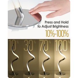 Yarra-Decor Modern Spiral Bedside Lamp - 3 Colors Touch Control LED Table Lamp, Stepless Dimmable Nightstand Lamps for Bedroom Living Room & Office(3000K 4000K 5000K)