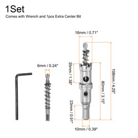sourcing map Metal Hole Saw Carbide Cutter 18mm / 0.71" Dia for Stainless Steel, Metal, Aluminum Alloy, Copper, Brass, Plastic, with Extra Center Bit