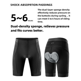 ROCKBROS Men's Cycling Shorts Padded Bike Shorts Breathable Cycling Shorts Lightweight Shorts Quick-Dry Black