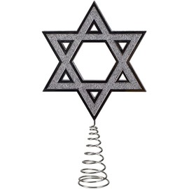Kurt Adler 9.5" Silver Star of David Hanukkah Holiday Tree Topper