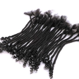 KAMA Human Hair Dreadlocks with Curly End, Natural Human Hair Dreadlocks Curly End0.6cm Thickness 8 Inch (10Strands) Dreadlocks Extensions with Curly End for Black Women Men, Natural Color (8 Inch)