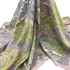 FOX-TECH Bandana Women's Headscarf Square Printed Scarf Satin Silk Scarf, Elegant flowers