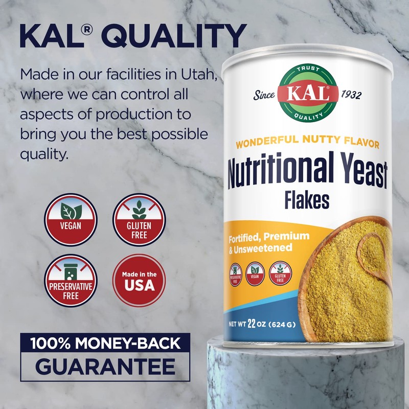 KAL Nutritional Yeast Flakes, Fortified with B12, Folic Acid &