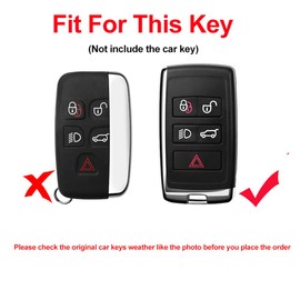 TECART Intelligent Key Cover TPU Key Case Protector fit for Range Rover Discovery 5 Evoque Sport Vogue 5 Buttons Key Fob Shell fit for Jaguar E-PACE I-PACE Keyring Accessorie White B