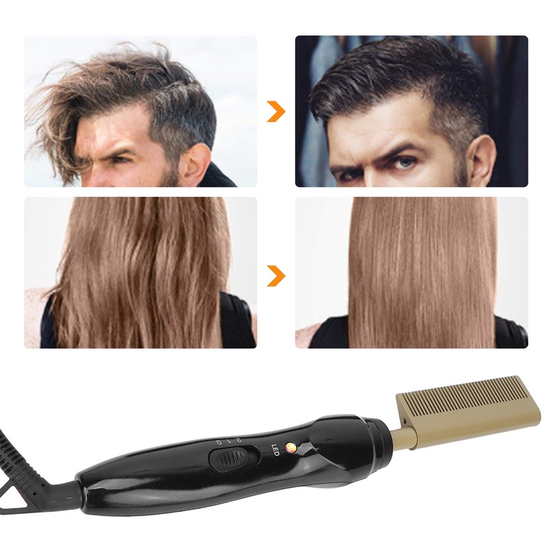 Electric Hot Comb Multifunctional Temperature Adjustable Hair Straightener Comb Styling
