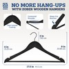 Zober Black Wooden Hangers - 20 Pack, Heavy Duty, Non