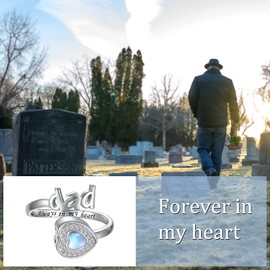 Sterling Silver Urn Ring for Ashes: 925 Parents Ash Memorial Keepsake Moonstone Cremation Jewelry Rings Gifts for Women (Dad)