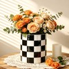 SWIND Checkered Ceramic Kitchen Utensil Holder Cooking Utensil Crock