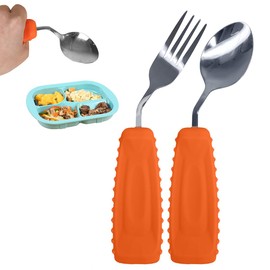 EZ Assistive Adaptive Weighted Utensils Set – Spoon and Fork for Hand Tremors, Parkinson’s, Elderly, and Arthritis – Adaptive Eating Utensils for Weak Grip and Limited Mobility