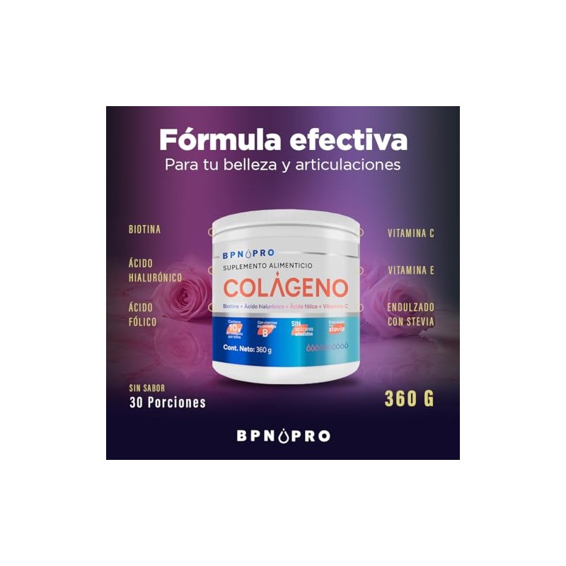 Bpn Pro Colágeno Hidrolizado Polvo Por Toma Vitaminas Ácido Fólico