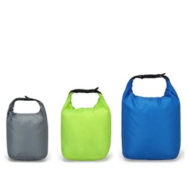 ATAK Dry Bag, Set of 3 Sizes, Waterproof Bag, Stuff Bag, 1.3 gal (5 L), 3.9 gal (10 L), 3.9 gal (15 L), Lightweight, grey/fluorescent green/blue, Dry Bag Set