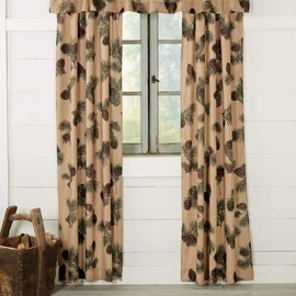 BLACK FOREST DECOR Pinecone Ridge Lined Drapes - Rustic Lodge Curtains with Tiebacks