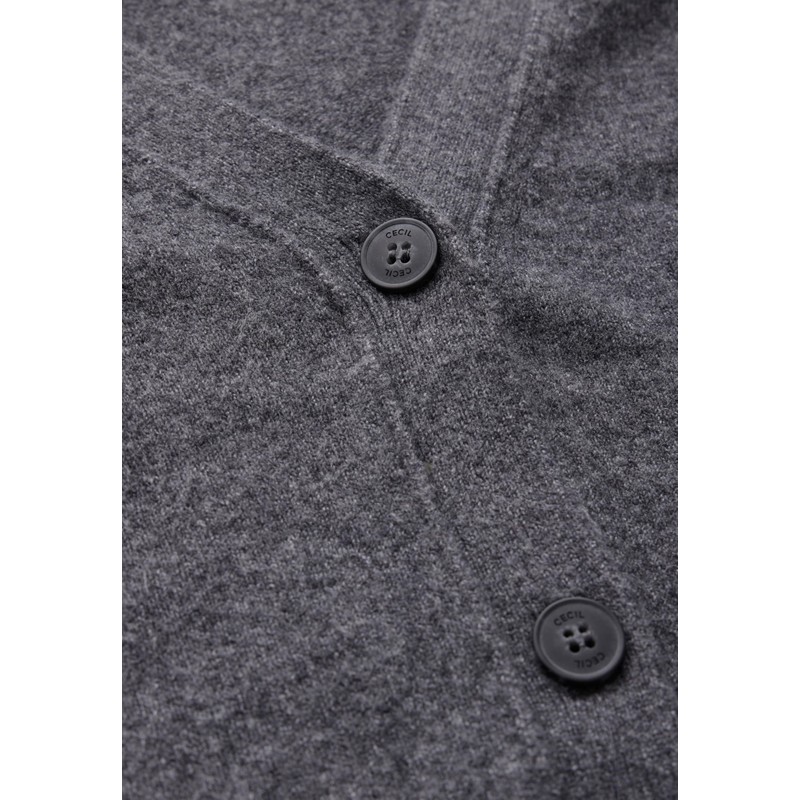 Cecil Women's Cardigan with Button Placket, Charcoal Grey Melange