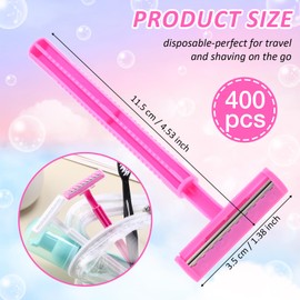 Lasnten 400 Pcs Disposable Razors Bulk Individually Wrapped Twin Blade Razors with Clear Safety Cap Stainless Steel Shaving Razor for Women Men Hotel Shelter Homeless Nursing Home (White, Pink)