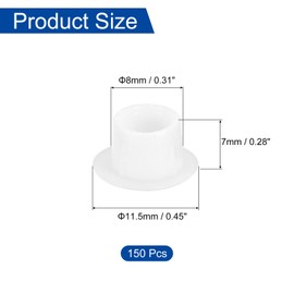 uxcell 150Pcs Screw Hole Plugs, 8mm(5/16") Dia Plastic Round Button Plugs Snap in Locking Hole Covers Flush Type Caps for Furniture Cabinet, White