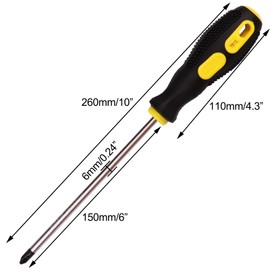 2Pcs Phillips Screwdriver 6 inch Shaft Non-Slip Grip Screwdriver Magnetic Tip 6mm PH2 Cross Head Screwdriver