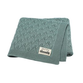 mimixiong 100% Cotton Knitted Cellular Baby Blanket for Boys and Girls (Dark Green)