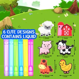 48 Pieces Mini Bubbles Wands 6 Styles Bubbles Wands Party Favors Toys Birthday Party Decorations for Toddler Adults Goodie Bag Filler Classroom Prizes (Farm Animals)