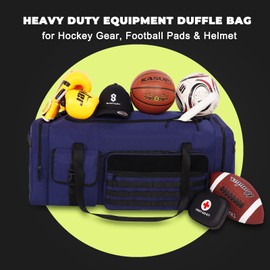 100L Heavy Duty Equipment Bag – 32" (82cm) Large Duffle for Hockey Gear, Football Pads & Helmet, XL Sports Gym Travel Bag for Men, Soccer & Team Use with Shoulder Strap (Blue)
