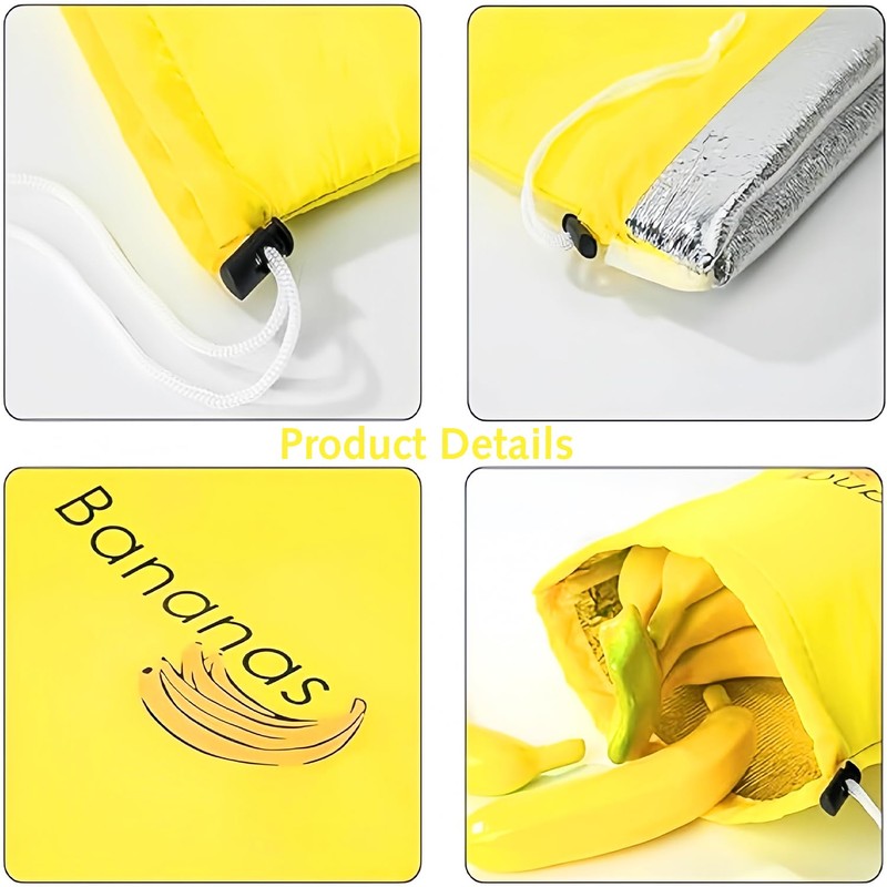 Yellow Banana Bag for Fridge, Shockproof Drawstring Storage Bag Keeps