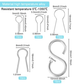 WEBEEDY Pack of 50 Hanging Hooks for Burning Ovens, High Fire Resistance, High Temperature Resistance, Wire Bending Ring, Hanging Hooks for Pendants, Ceramic Ornaments, Glass Fusion