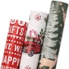 Ribbli Christmas Wrapping Paper 3 Rolls Red Truck Reindeer Christmas