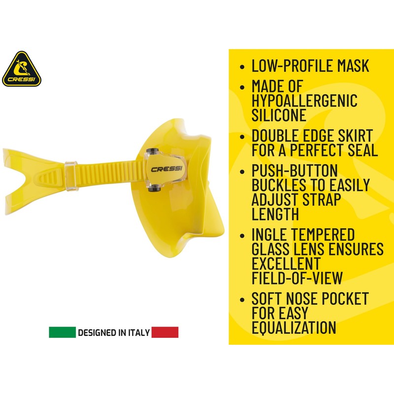 CRESSI F1 Mask Blue - Frameless Mask for Diving and