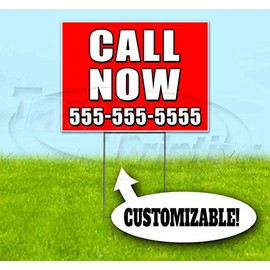 Call Now Custom (18"x24") Corrugated Plastic Yard Sign, Bandit, Lawn, Decorations, New, Advertising, USA