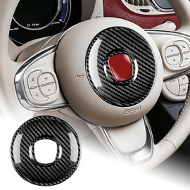 AIRSPEED Fiat 500 / Abarth 595 595C 695 Abarth 2008-2023 Accessories Interior Parts Real Hard Carbon Fiber Car Steering Wheel Emblem Sticker Stylish Custom Dress Up Double Sided Tape Included Garnish
