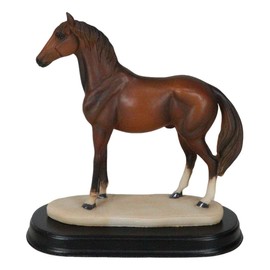 Ebros Gift Equine Thoroughbred Pride Brown Chestnut Race Horse Steed Figurine with Base Stand 4.5" Tall Model Stallion Horses Sculpture with Base Desktop Decor
