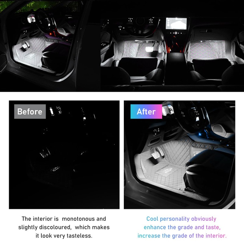 Ohleats Car LED Strip Light, 48 LED RGB Auto Interior