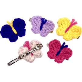 Crocheted Butterfly Barrettes, 5-Pack