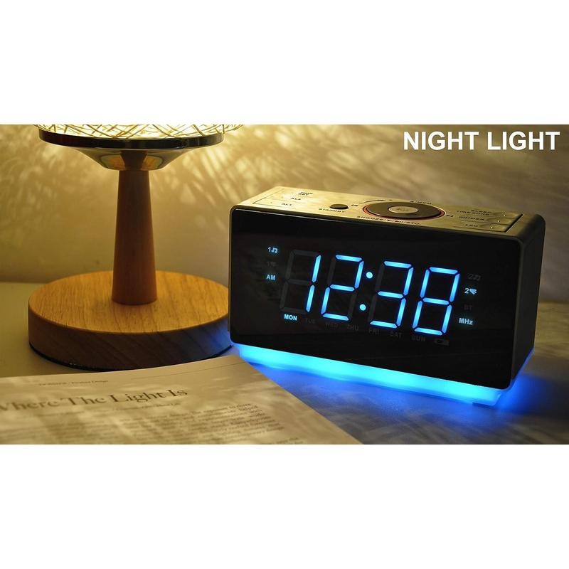 Alarm Clock Radio with Bluetooth Speaker, FM Radio, Dual Alarm