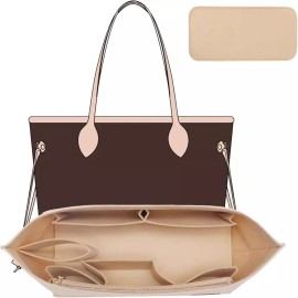 LV 베이스 셰이퍼가 있는 토트백 정리함 삽입 펠트 지갑 LV 네버풀 MM 호환 C.oach City 33 스피디 30 등 [XS] Tote Bag Organizer with Base Shaper Insert Felt Wallet Compatible with LV Neverfull MM C.oach City 33 Speedy 30 etc. [XS]