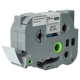 vhbw Label Tape Cartridge Replacement for Brother TZE-SM951 for Label Printers 8 m x 24 mm Black on Matt Silver, Extra Strong, Laminated