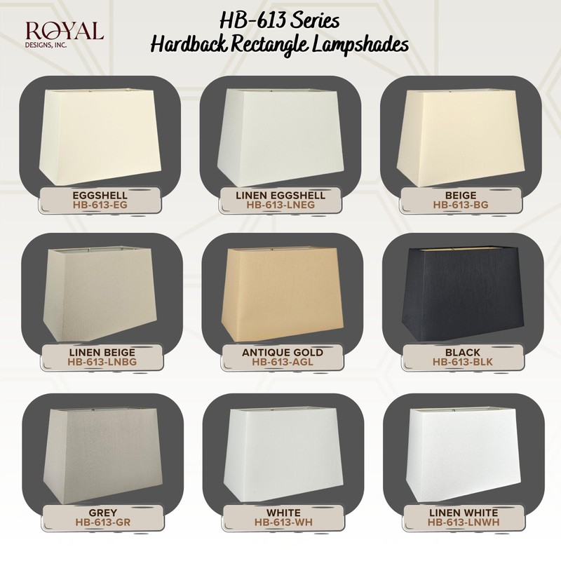Royal Designs, Inc. HB-613-12BLK Rectangle Hardback Lamp Shade, (5 x