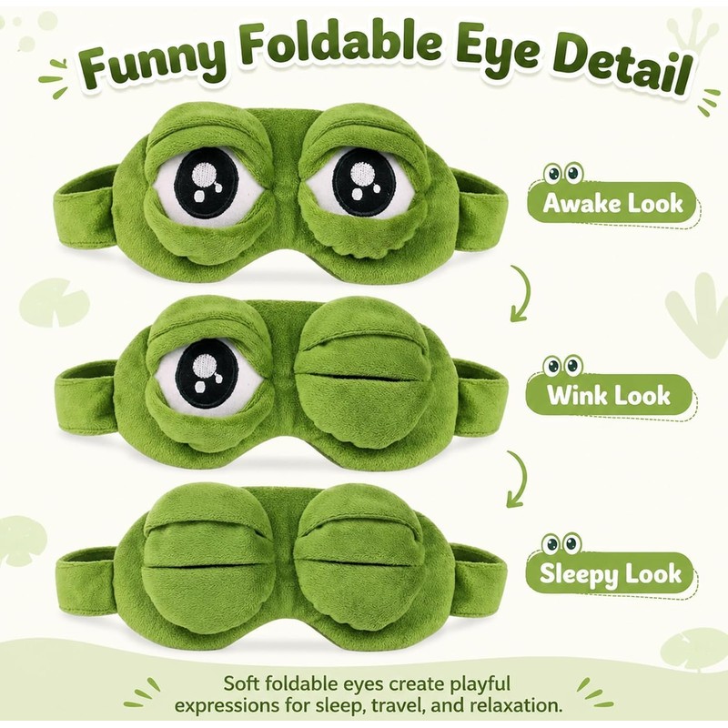 3D Frog Sleep Mask, Frog Eye Mask for Sleeping Adjustable
